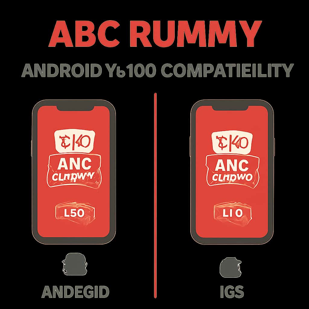 An educational diagram outlining the compatibility aspects of ABC Rummy on Android and iOS.