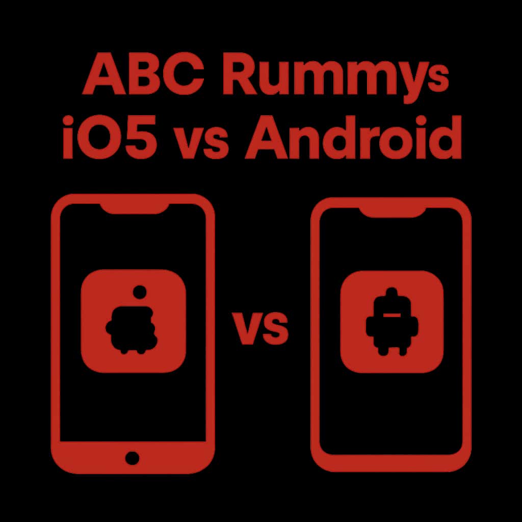 Illustration clarifying the differences of ABC Rummy on iOS and Android