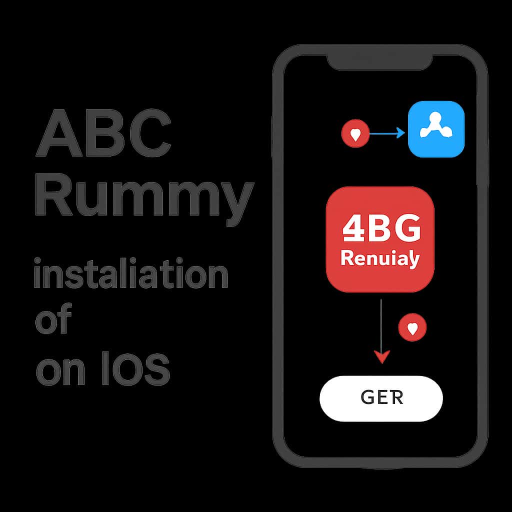 An educational diagram about the installation process of ABC Rummy on iOS.