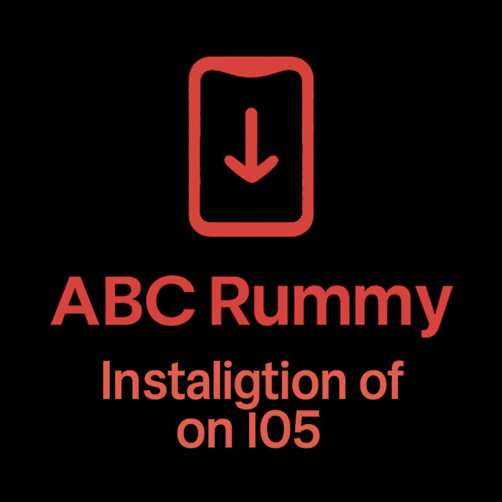 A square badge representing ABC Rummy installation guide for iOS.