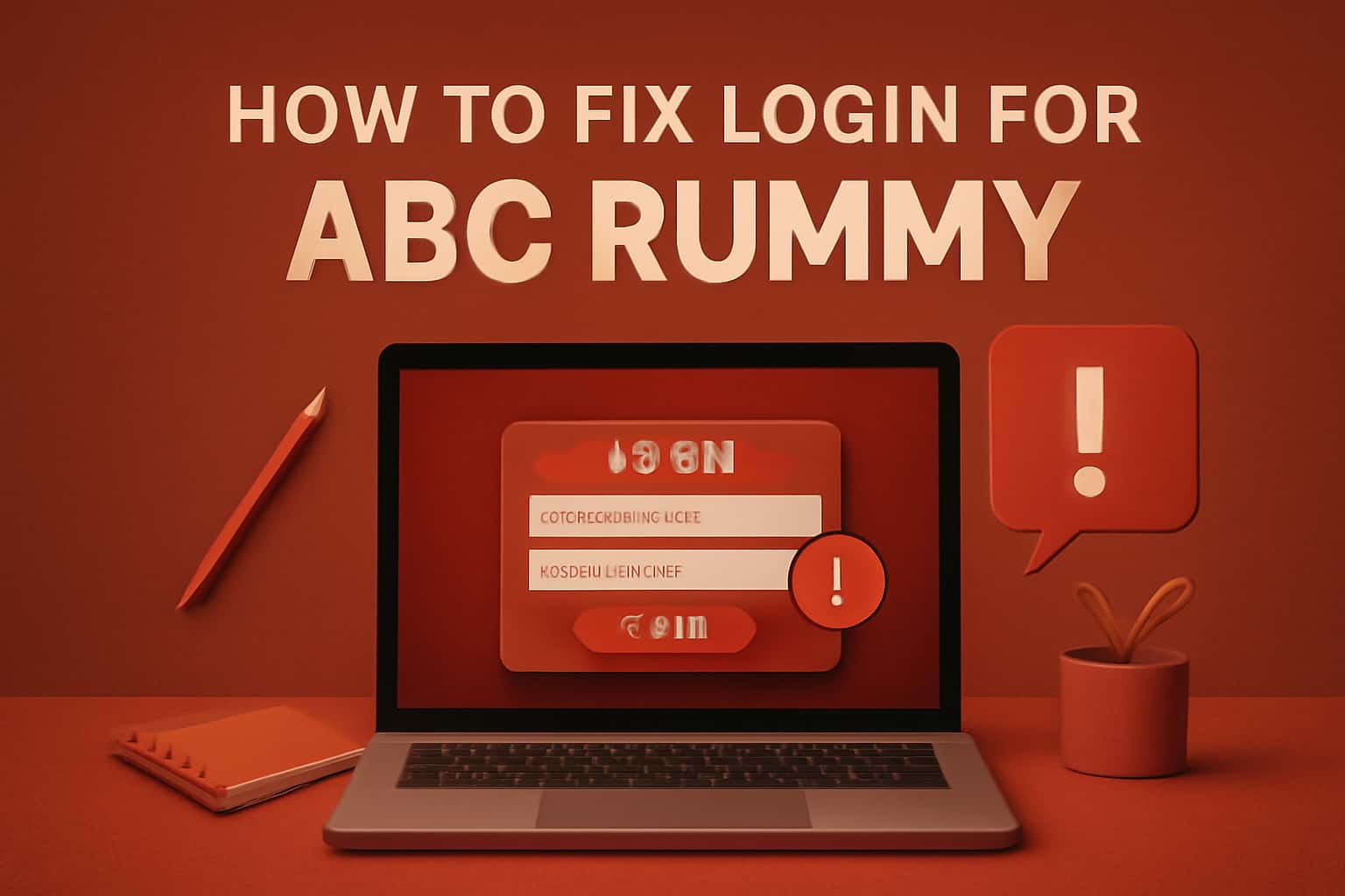 An informative scene depicting the login issues of ABC Rummy.
