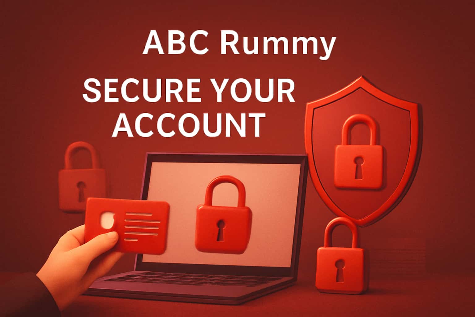 Rendering of a secure account environment for ABC Rummy with highlighted text.